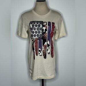 Graphic Cream T-Shirt with Patterned Design